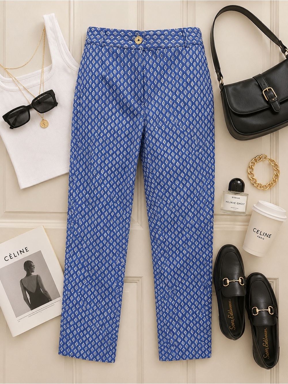 Michael Kors Blue & White Floral Ankle Pants